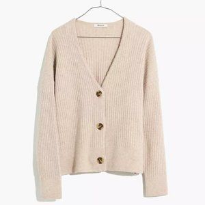 Madewell Cameron Ribbed Cardigan in Heather Linen